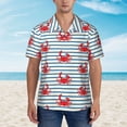 thumbnail image 2 of Fuzoiu Cute Red Crabs With Nautical Print Hawaiian Shirt for Men, Summer Beach Casual Short Sleeve Button Down Shirts, Men’s Beach Summer Shirts with Pocket,Large, 2 of 7