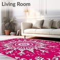 thumbnail image 2 of ODIKA 2'x3' Machine Washable Non-Slip Area Rug, Snowflake Tree Skirt with Crystalline Starburst Design High Traffic Rug, Pink, 629563, 2 of 7