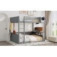 thumbnail image 6 of New ​Queen Size Solid Wood Bunk Bed with Built-in Shelves, Storage Box & USB Charging Station - LED Lighting, No Box Spring Needed, Easy Assembly, Grey​​, 6 of 10