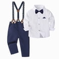 thumbnail image 2 of 2-3 Years Toddler Dress Suit Baby Boys Gentleman Clothes Sets 2Pcs Long Sleeve T Shirt Tops Plaid Vest Coat Pants Child Kids Gentleman Outfits 12 18 Months 2T 3T Boys Fashion Outfits,Blue, 2 of 9