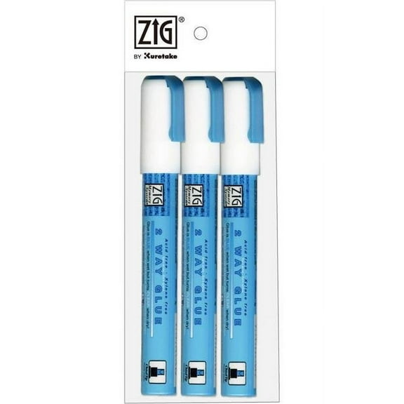 Zig 2-Way Glue Pen, Chisel Tip, Blue, 3 Pack, 5.625 Inch, 1 lb