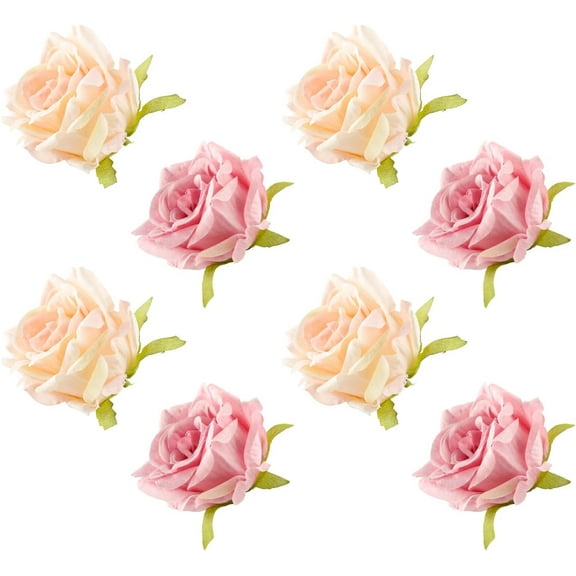8PCS Artificial Rose Cake Toppers,Elegant Flower Cupcake Decorations for Wedding,Valentine's Day,Party,Girls Birthday