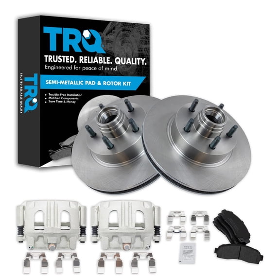 TRQ Front Brake Pad & Rotor Kit Brake Caliper Brake Pads Brake Rotor Semi-Metallic Vented Fits Select 2003-2011 Ford Ranger