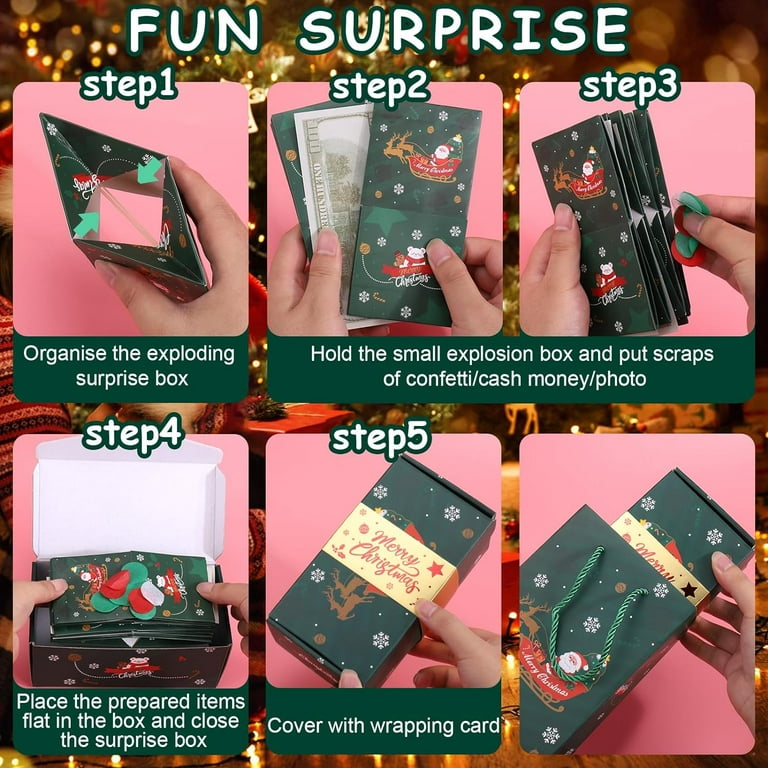 Surprise Gift Box Explosion For Money, 2023 New Merry Christmas Surprise  Gift Box Pop-Up Explosion Gift Box for Money and Birthday, Money Box for  Cash