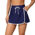 thumbnail image 1 of Attraco Women's Split Swim Skirt High Waisted Sporty Swimsuit Bottom with Side Pocket, 1 of 8