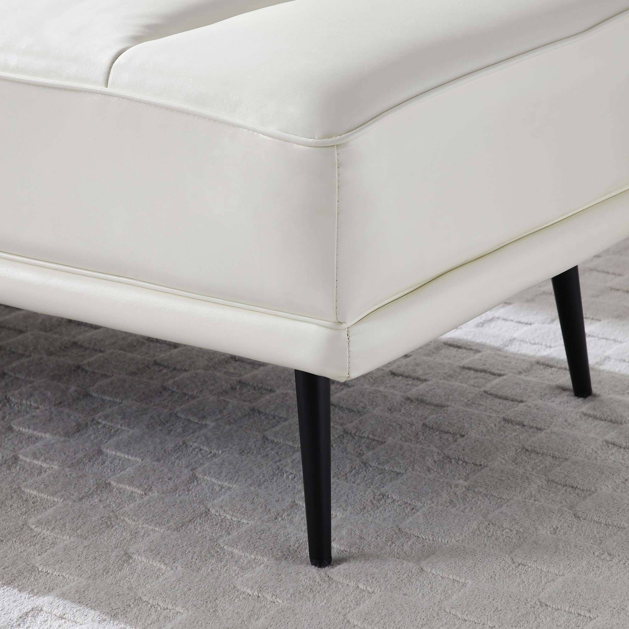 Miniyam 55" PU Leather Upholstered End of Bed Bench With 360-degree Swivel Side Table,Beige