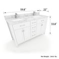 thumbnail image 5 of Sinber 60 Inch Rectangular Sink White Bathroom Vanity Cabinet with Carrara White Marble Countertop | 2 Soft Closing Doors and 4 Full Extension Dovetail Cabinet Drawer, 5 of 15