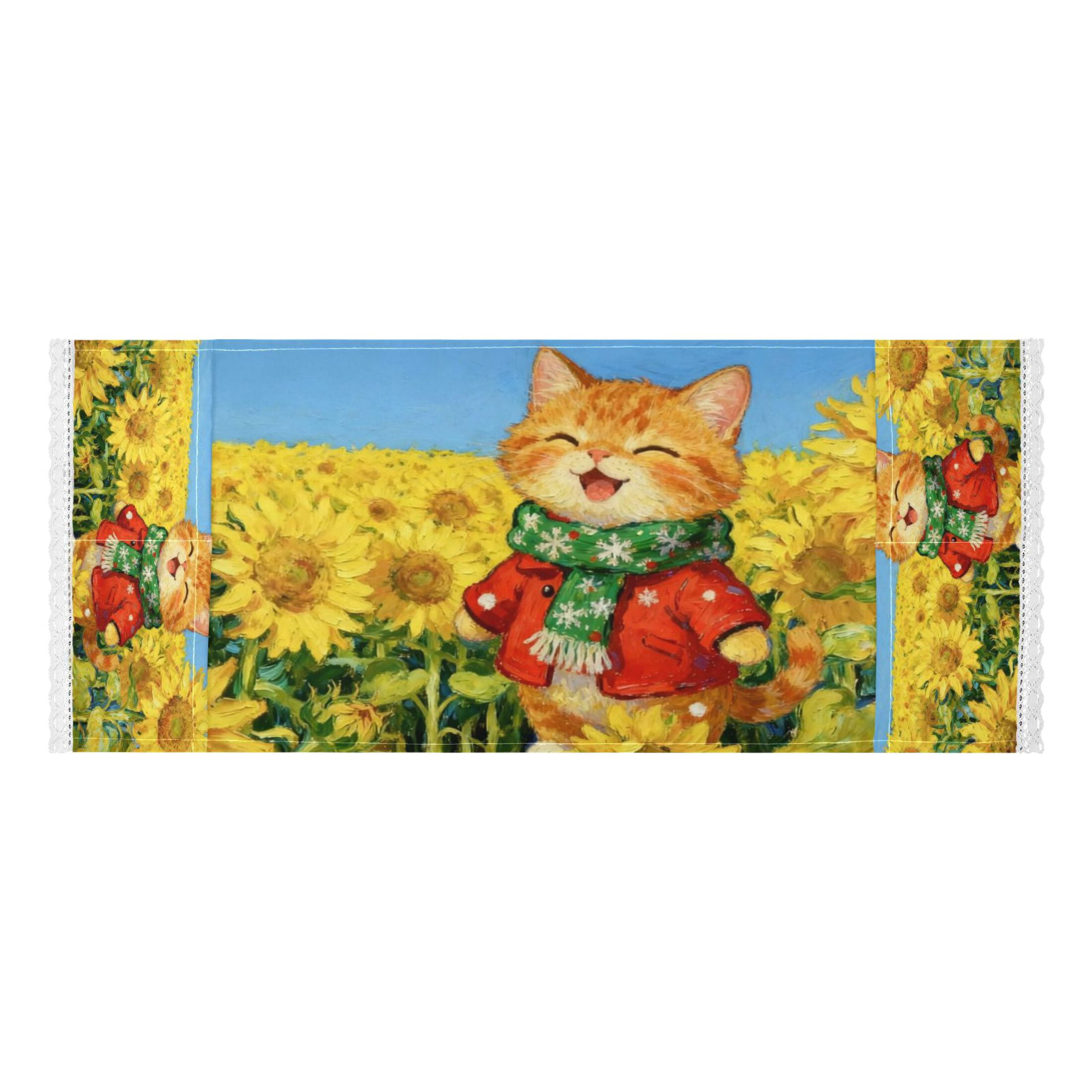 Wobogo Sunflower Plump Cat Washing Machine Cover Dustproof Washer Dryer Cover Waterproof Laundry Room Decorative Protector