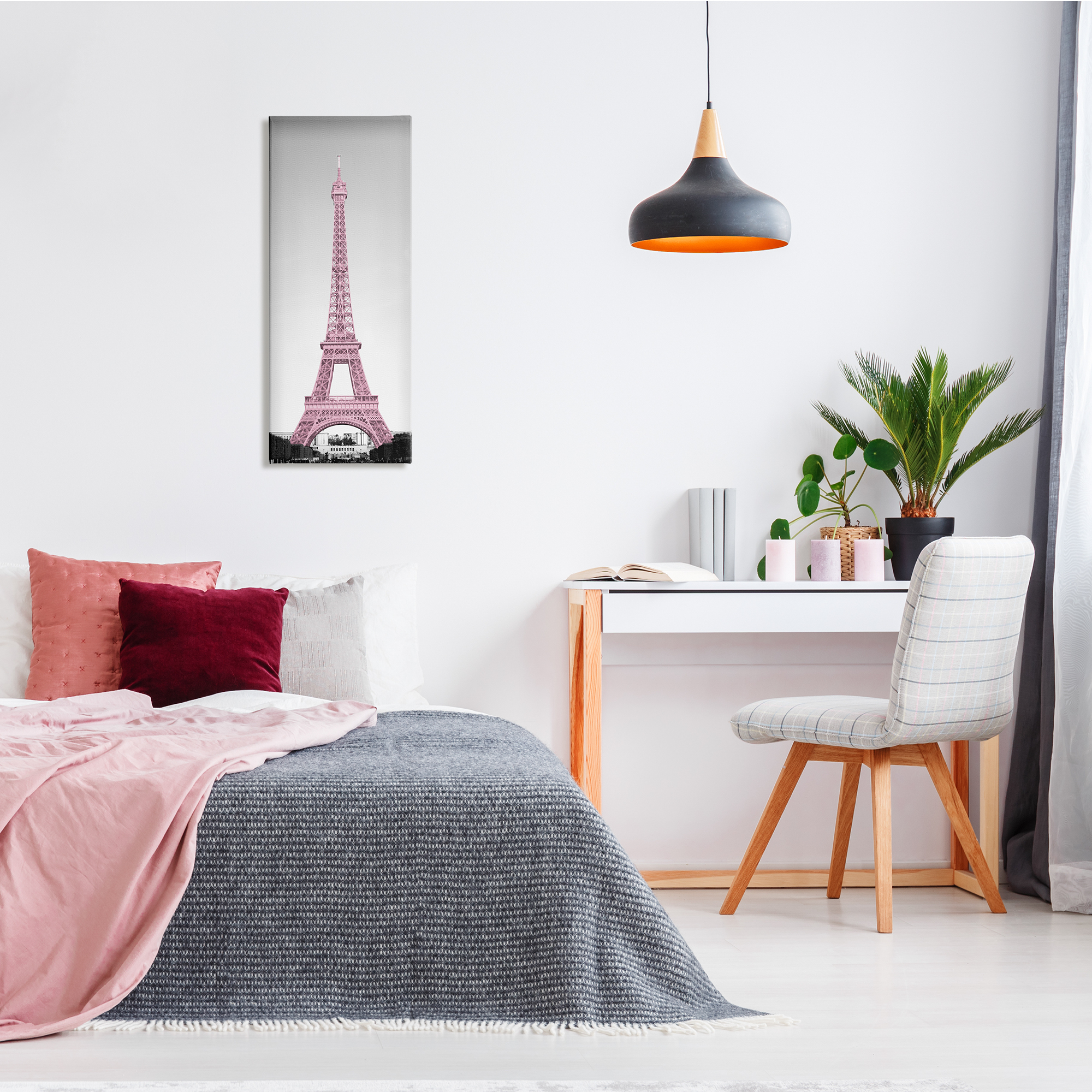 Stupell Industries French Eiffel Tower Landmark Photography Pink Parisian Pop, 13 x 30, Design by Emily Navas