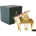 thumbnail image 2 of Matashi Vintage Piano Desk Clock for Shelf Desktop Tabletop Clock with a Luxury Gift Box - Gift for Musician New Year Valentines Day Christmas Birthday Anniversary Mother's Day (24 K Gold Plated), 2 of 4