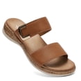 thumbnail image 2 of Littleplum Women's Arch Support Sandals Wide Leather Strap Casual Summer Beach Sandals for Women,Brown,Size 6, 2 of 11