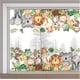 thumbnail image 1 of Adhesivo grande para ventana de animales de 15 x 46 pulgadas, diseño de mono, elefante, jirafa, león y tortuga, estático, no adhesivo, reutilizable, de doble cara., 1 of 9