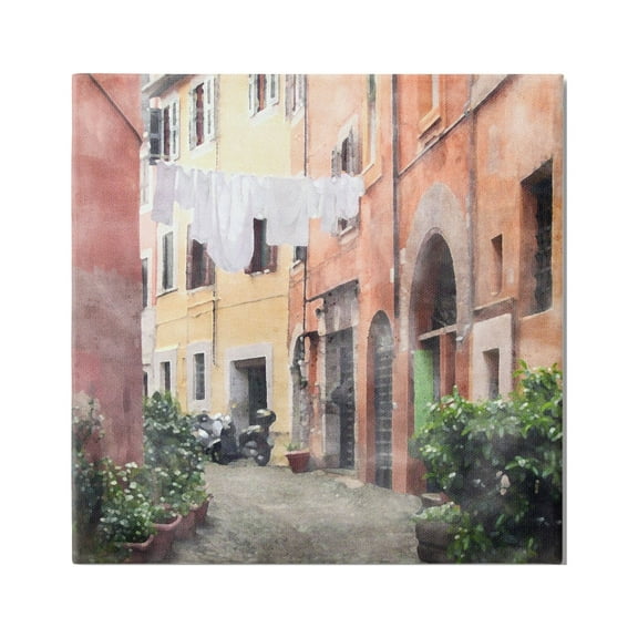 Stupell Industries Italy Street View Travel & Places Painting Gallery Wrapped Canvas Print Wall Art, 17 x 17