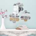 thumbnail image 4 of Etiquetas engomadas de espejo hexagonal Flexible Plástico Superficie suave Efecto reflectante Autoadhesivo Muro de pared Decoración de apartamento Paquete de 32 Yuarrent HA011891-00, 4 of 7