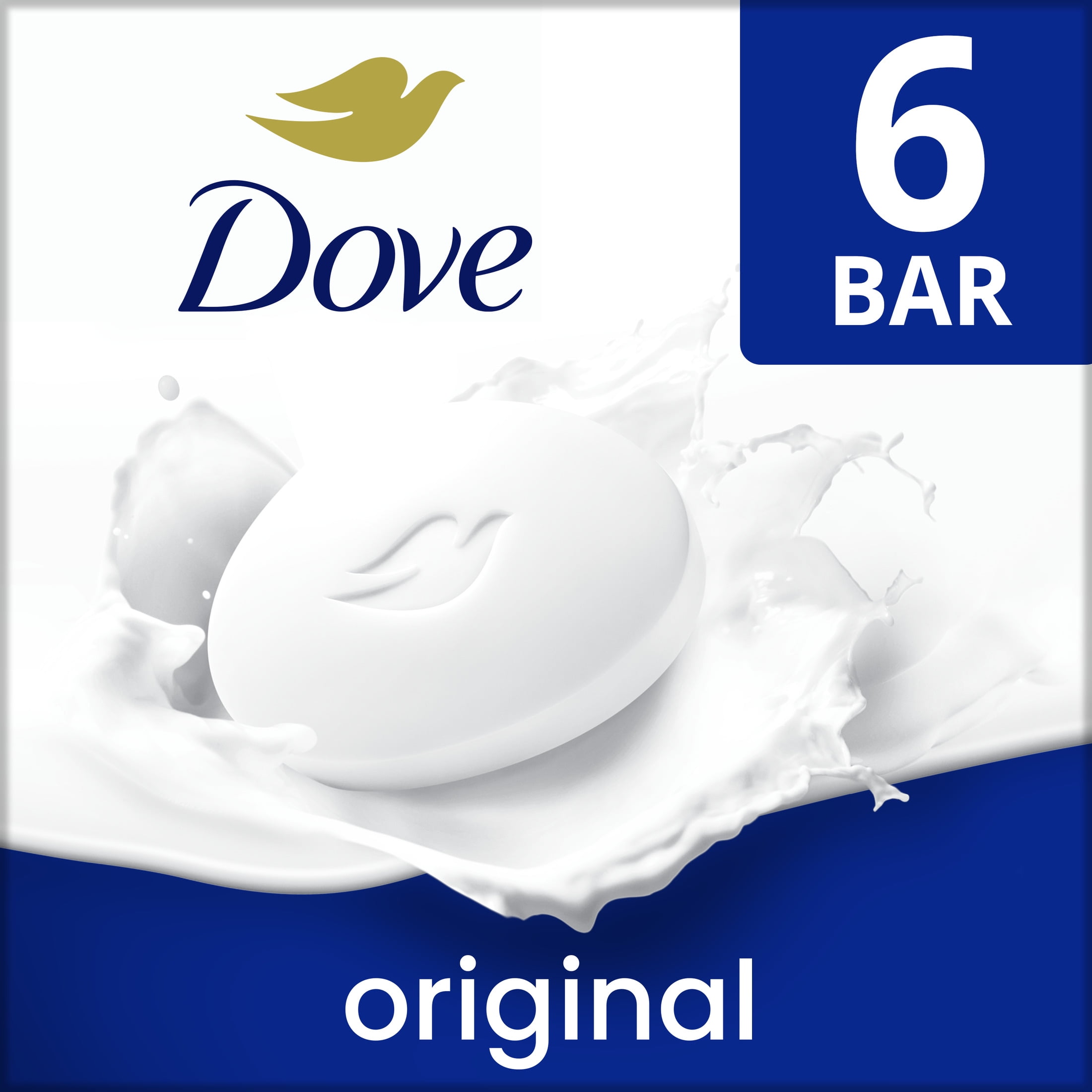 Dove Beauty Bar Soap for Women Original with 1/4 Moisturizing Cream All Skin, 3.75 oz 6 Bars