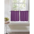 thumbnail image 3 of Dark Purple Half Window Curtains 24 Inches Long, Farmhouse Solid Purple Color Modern Art Window Treatment Curtain Drapes, Short Curtains Tiers for Kitchen Over Sink, 27.5"x24", 2 Panels, 3 of 7