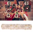 thumbnail image 3 of Exquisito y hermoso mantel navideño de poliéster con estampado de copos de nieve beige para decoración del hogar., 3 of 9