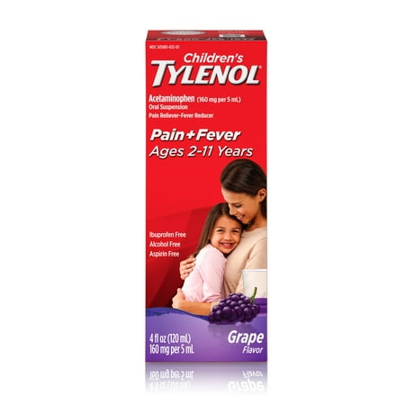 Children's Tylenol Pain + Fever Relief Medicine, Grape, 4 fl.