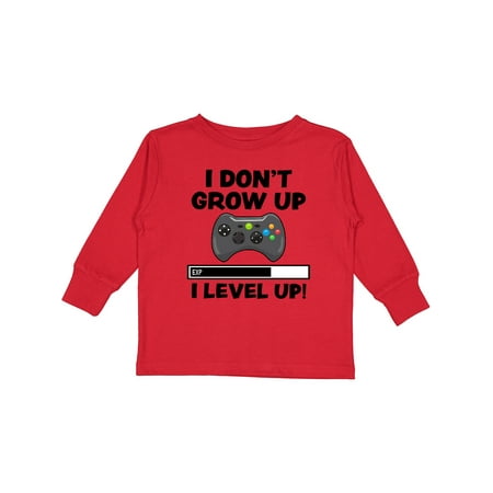 

Inktastic I Dont Grow Up I Level Up with Game Controller Black Boys or Girls Long Sleeve Toddler T-Shirt