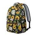 thumbnail image 2 of Sunflower and Text Black Pattern Backpack for School, Cute School Bag with Adjustable Shoulder Straps and Padded Back, 15.3"x11"x7.1", 2 of 5