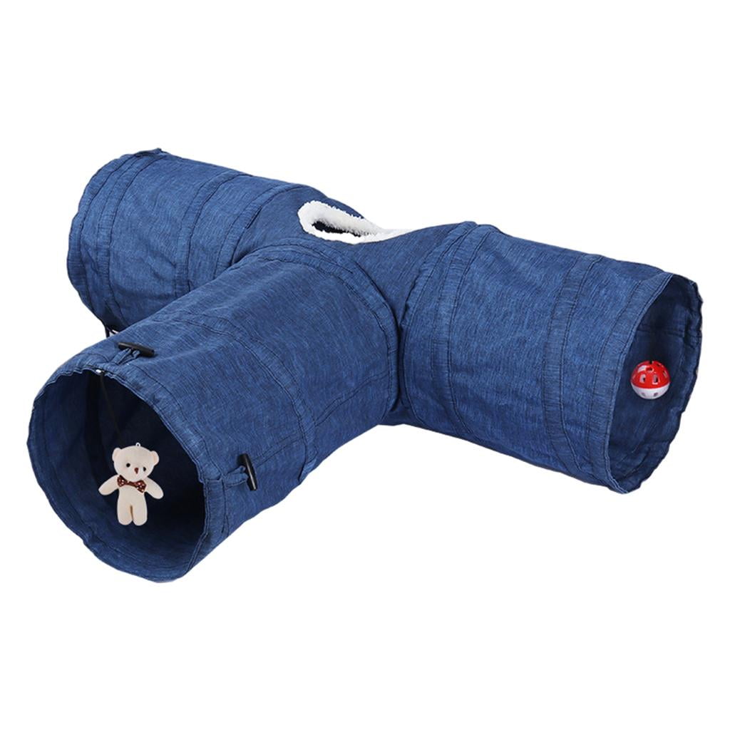 Cat Tunnels for , Tunnel Tube Cat Toys Collapsible, cat Interactive Toy Bed with Ball for Cat Kitten - Blue