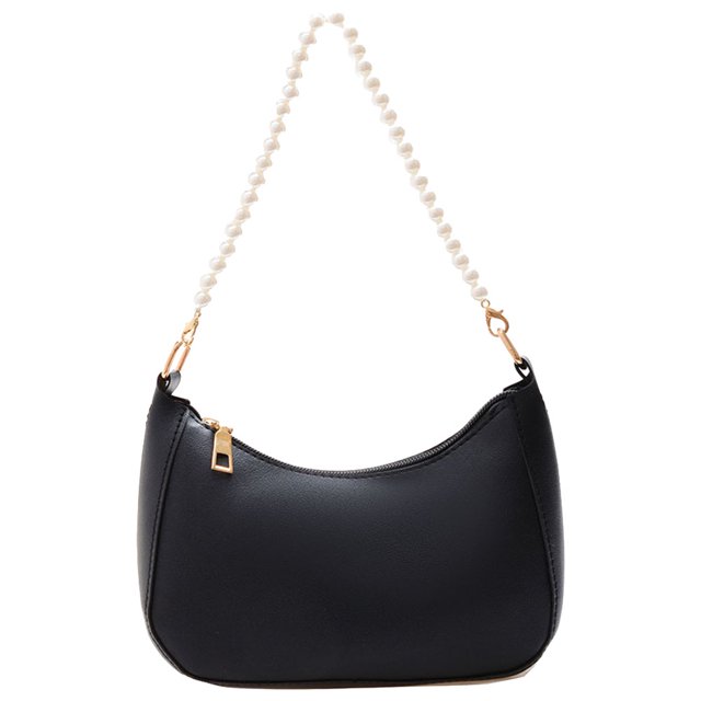 Sywqhk Retro Mujer Pu Perla Bandolera Casual Pequeños Hobos Axilas Bolsas (Negro) Sywqhk Para estrenar