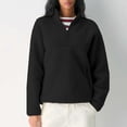 thumbnail image 4 of Czanzd Women's Oversized Sherpa Fleece Half-Zip Pullover Warm Stand Collar Side Pockets Fall Winter Outerwear(Black,XS), 4 of 6