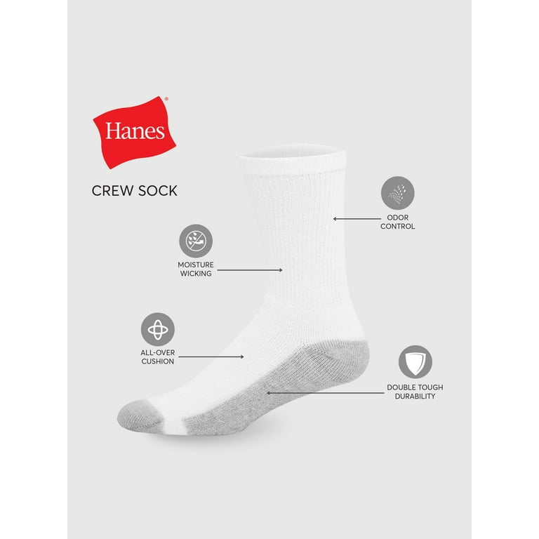 Hanes Men's Max Cushion Big & Tall Crew Socks, 12-Pack