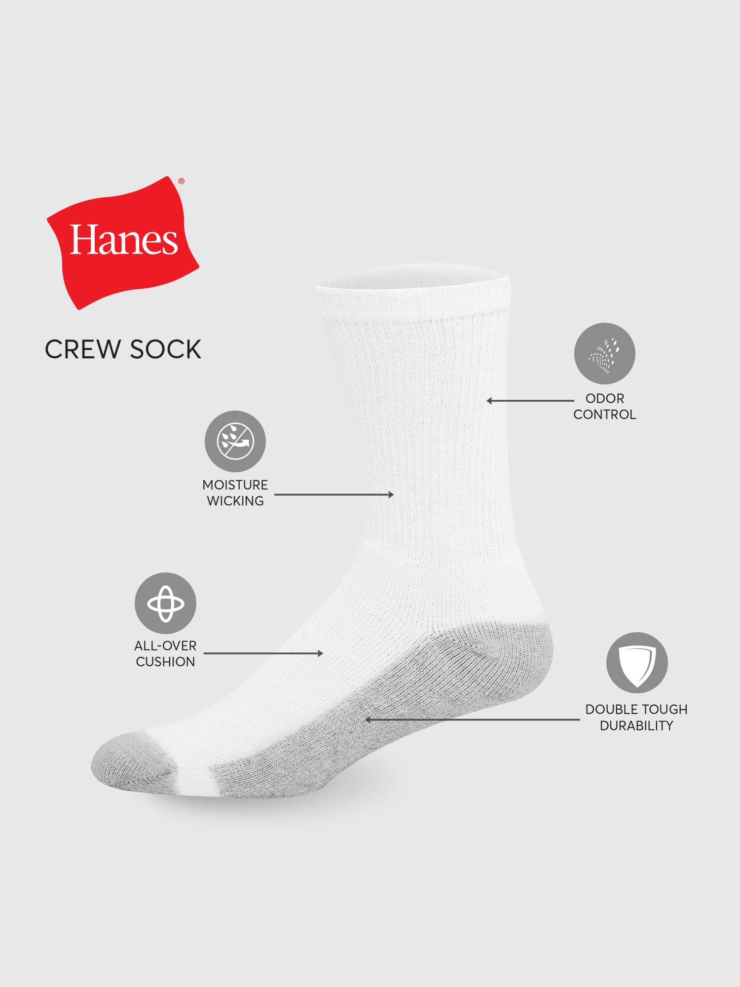 Hanes Men's Max Cushion Crew Socks, 12-Pack - image 5 of 8