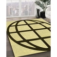 thumbnail image 3 of Ahgly Company Tapis d'Intérieur Rond Lavable en Machine Jaune Moutarde Transitionnel, 4 Pieds Rond, 3 of 7