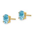 thumbnail image 2 of Auriga 14k Yellow Gold Aquamarine Stud Earrings for Women(L- 7mm, W- 5mm), 2 of 6