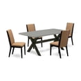 thumbnail image 2 of East West Furniture X697LA147-5 5-Piece Amazing Dinette Set a Good Cement Color rectangular Table Top and 4 Gorgeous Linen Fabric Dining Chairs with Stylish Chair Back, Wire Brushed Black Finish, 2 of 10