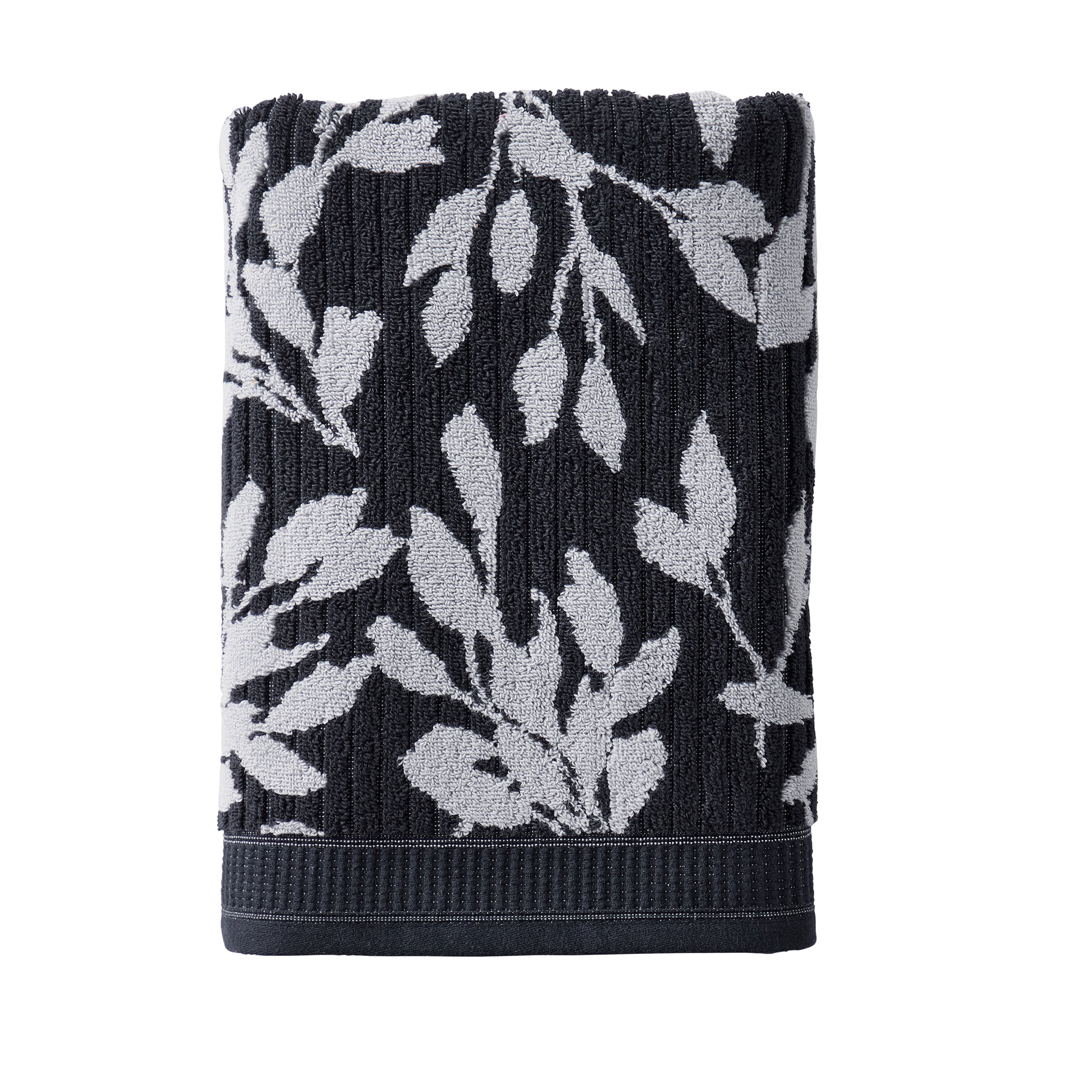 Better Homes & Gardens Signature Soft Floral 6 Piece Towel Set,Rich Black/Soft Silver