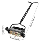 VEVOR Lawn Aerator, 18 in Manual Push Spike Aerator with 4 Wheels & Handle, Heavy Duty Grass Aerators, Supports 40 lbs Added Weight, Rolling Lawn Aeration Tool for Garden Yard Aeration Soil Health