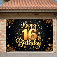 thumbnail image 6 of Golden Theme Happy 16th Birthday Banner Star Decorated Sweet 16 Display Sparkling Design Black Background 16th Celebration Banner for Sweet 16 Party Teen Birthday Celebration Birthday Photo Shoot, 6 of 9