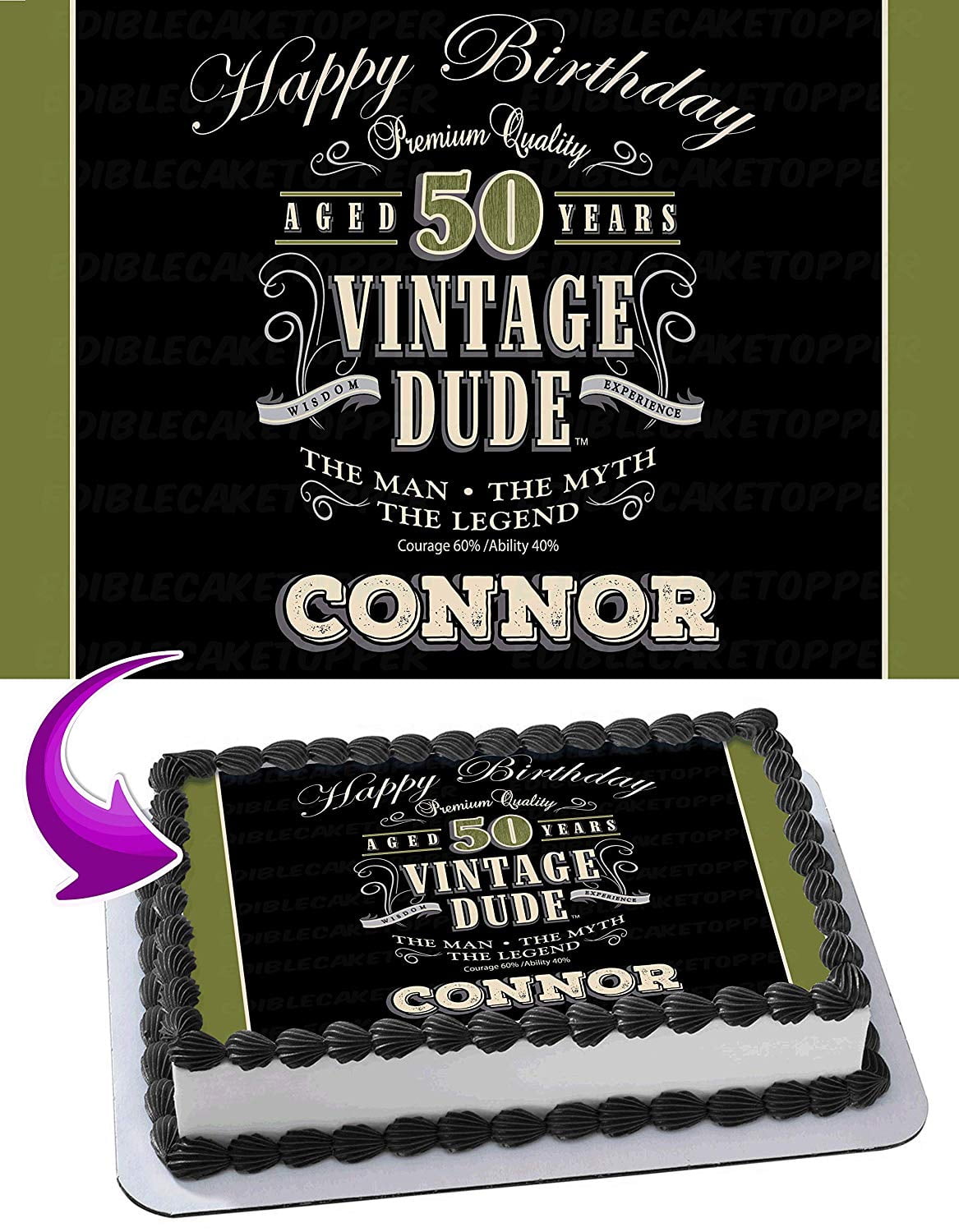 Vintage Dude 60th Milestone Edible Cake Topper Image Cake Decoration Cupcakes 