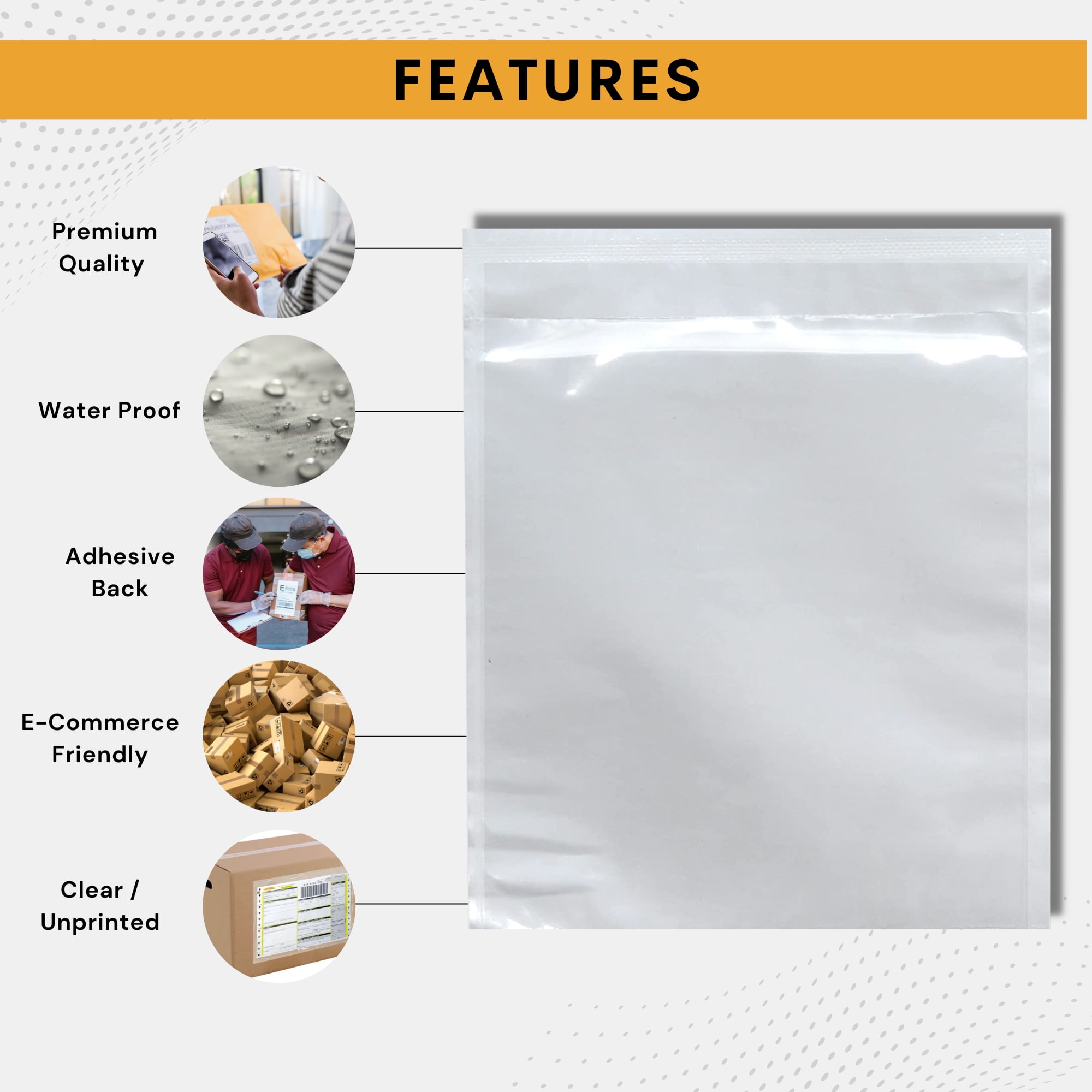 100 Pack 7"x10" Shipping Label Sleeves - Packing Slip Envelope Pouches with Self-Adhesive Peel & Seal - Clear Unprinted Plastic & Waterproof Mailing List Holder Ideal for Invoice, Documents & Labels