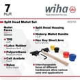 thumbnail image 3 of Wiha Tools Malleable Cast Iron Split Head Mallet Set, 7 Piece. Set includes Heavy duty mallet housing, Hickory handle five 50mm faces., 3 of 6