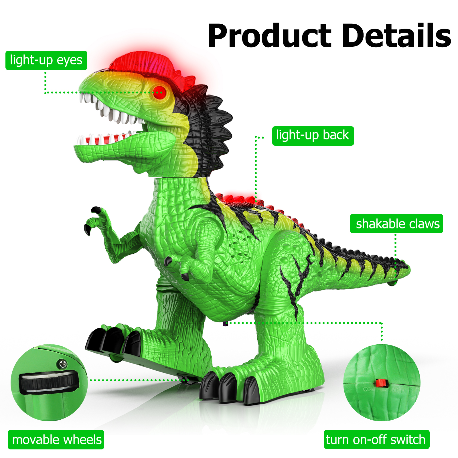 Growsly 2.4Ghz Remote Control Dinosaur for Kids Boys Girls, Walking Robot  Dinosaur Toys with Lights and Sounds 360° Rotation Stunt, Simulation  Dilophosaurus RC Toys Powered by Rechargeable Battery