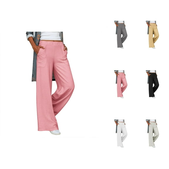 Pants for Women Palazzo Pants for Women Comfortable Women's Casual Pants High Waisted Loose Wide Leg Cozy Trousers with Pockets for Everyday Wear