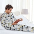 thumbnail image 6 of Naloa Lion Hippo Elephant On The Car Men’s Pajamas Set - Long Sleeve Button Down Sleep Shirt and Pajama Bottoms Sleepwear Set-X-Large, 6 of 7