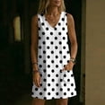 thumbnail image 5 of QUNYINEY A Line Womens Sun Dresses Beach Mini Sleeveless Polka Dot Tank Dress with Pockets V Neck Casual Vacation Loose Fit Dresses, 5 of 6