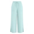 thumbnail image 3 of Kiijoy Girls Pants Lightweight High Rise Straight Leg Side Slit Pants, Sizes 11-12, 3 of 6