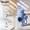 thumbnail image 3 of Sidagar 24 oz Leakproof Stainless Steel Vacuum Insulated Ceramic Lined Tumbler with Straw Lid, Floral Blue, 3 of 10