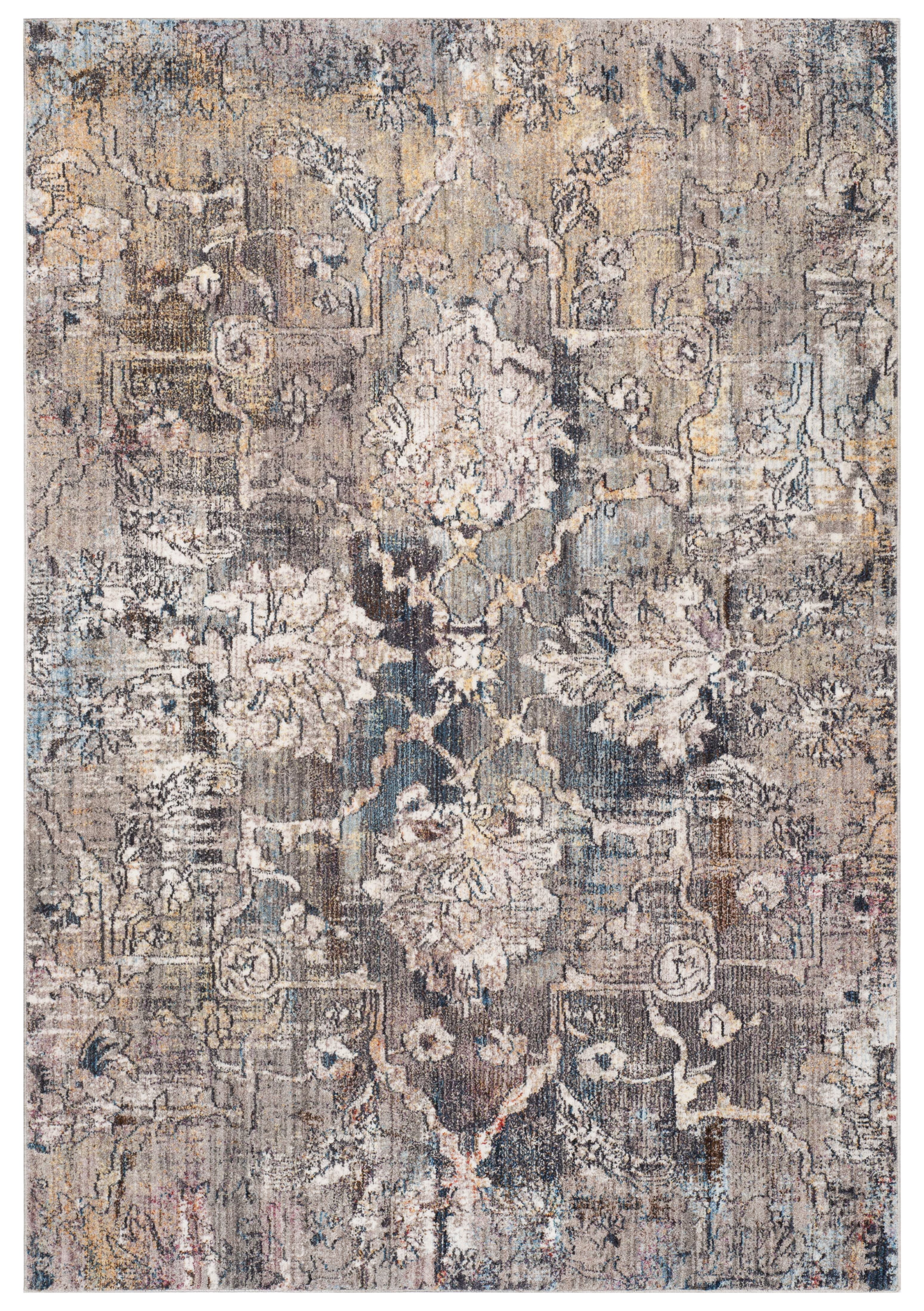 SAFAVIEH Bristol Letha Floral Polyester Area Rug, Blue/Gray, 5'1" x 7'6"