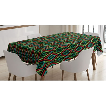 

Afghan Tablecloth Colorful Geometric Shapes in Rhombus Pattern Arrangement of Traditional Ethnic Motif Rectangular Table Cover for Dining Room Kitchen 60 X 90 Inches Multicolor by Ambesonne