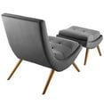 thumbnail image 3 of Ramp Upholstered Performance Velvet Lounge Chair and Ottoman Set Gray, 3 of 7