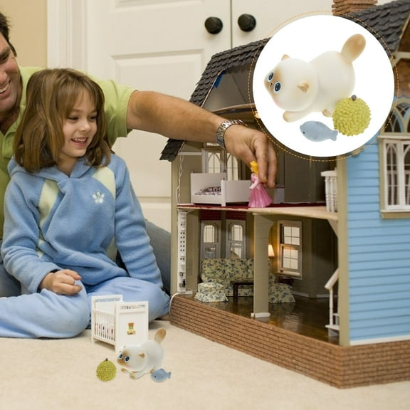 Raindrops 1 Set Miniature Cat Statue Resin Craft Cat Figure Mini Garden Miniature Animal Statue Decoration