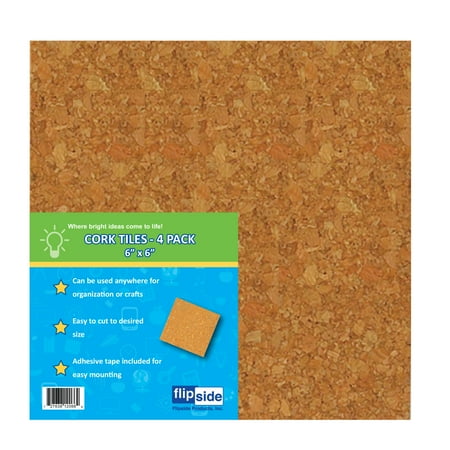 UPC: 0727638120664 | Flipside Products Cork Tiles  6  x 6  1/8  Thick  4/Pkg.
