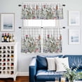 thumbnail image 2 of Spring Floral Kitchen Curtains Sets for Windows 36 Inch Length, Gray Plaid Farmhouse Flowers Watercolor Rod Pocket Window Treatments Tier Curtains and Valances Set for Bedroom/Bathroom, 2 of 8